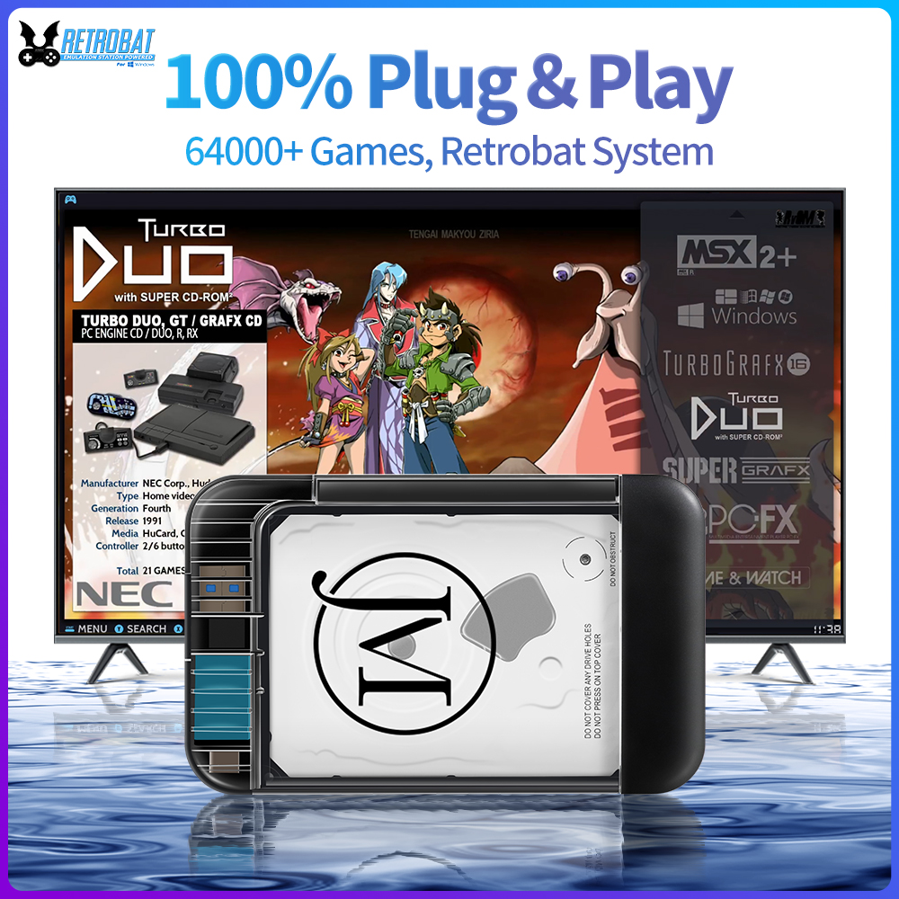 Retro Gaming Laptop - RETROBAT Portable 500G Gaming HDD Consoles