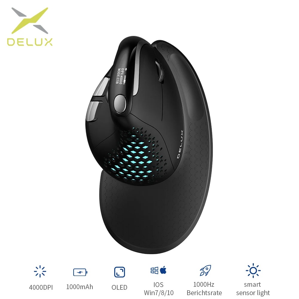 Mouse Gaming Retro - Delux M618XSD Seeker Ergonomic Vertical Mouse