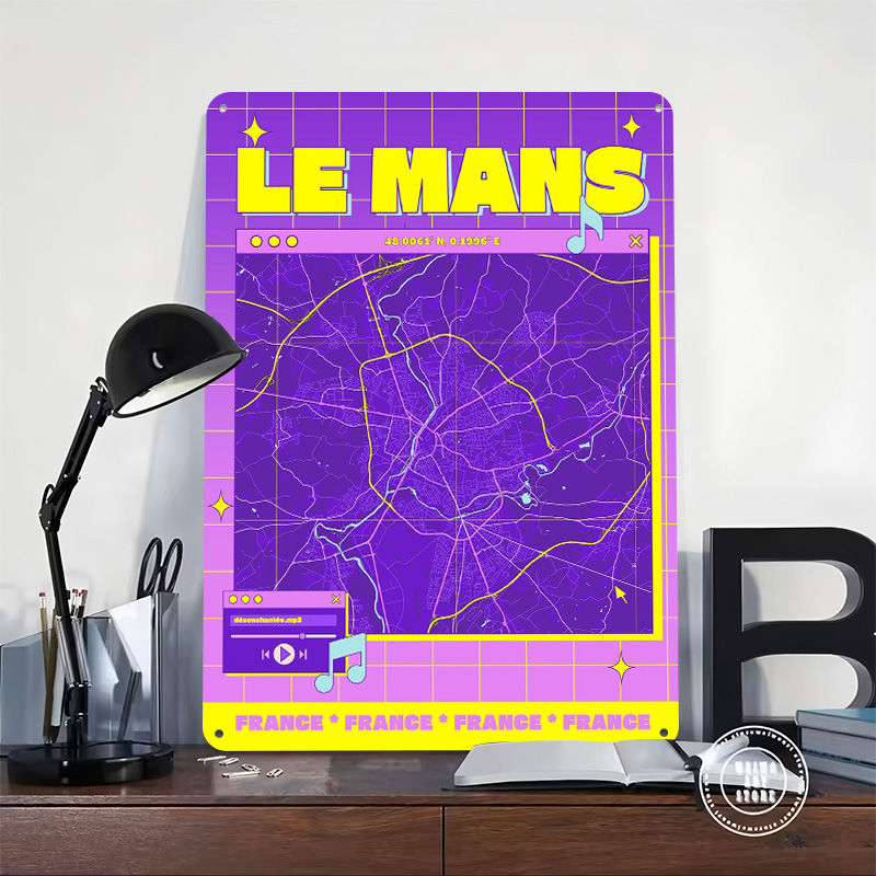 Le Mans France Map Retro Print – Retro Gaming France Bewertung und Preis