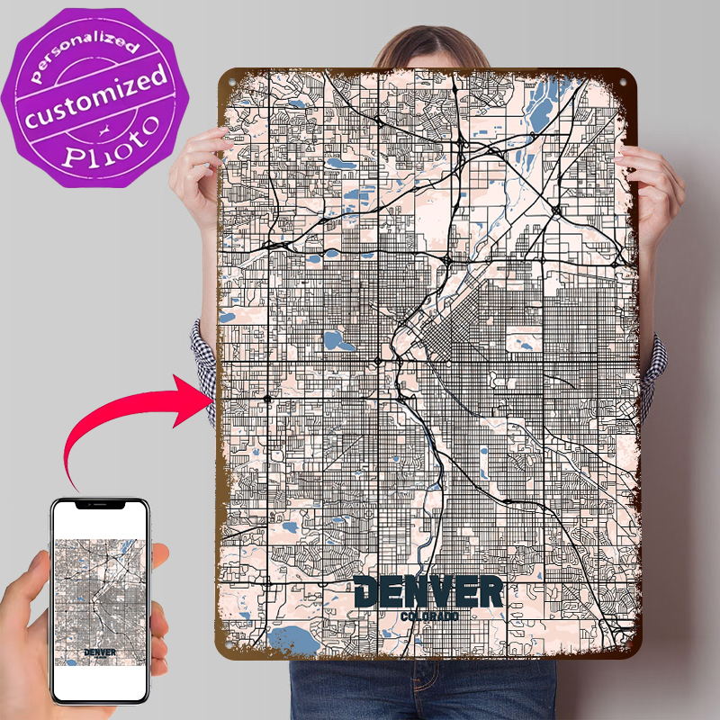 Denver City Map Tinplate Poste – Retro Gaming Denver Bewertung und Preis