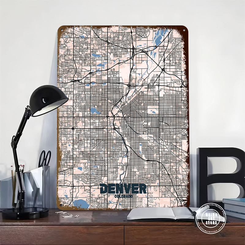 Denver City Map Tinplate Poste – Retro Gaming Denver Bewertung und Preis